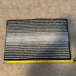 Black and White Striped Accent Bath Rug